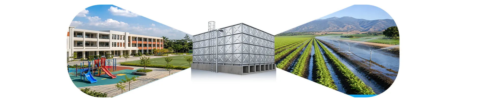 LVJIA water tank manufacturer - galvanized sectional water tank for a school campus and farm irrigation