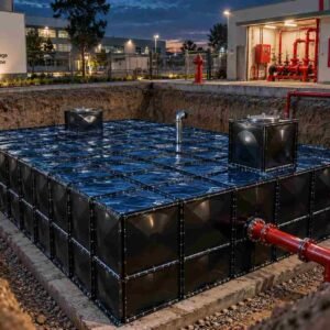 Heavy-Duty BDF Underground Fire Water Tank — bdf fire water tank — panel detail showing the bolted, gasketed joint