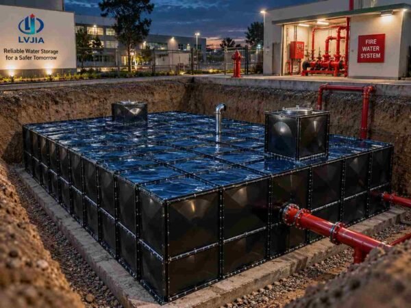 Heavy-Duty BDF Underground Fire Water Tank — bdf fire water tank — panel detail showing the bolted, gasketed joint