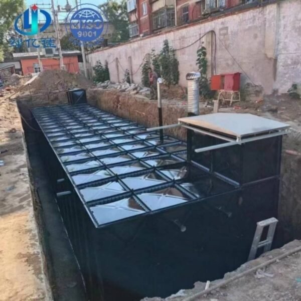 BDF Underground Fire and Rainwater Tank — two compartment bdf tank — panel detail showing the bolted, gasketed joint