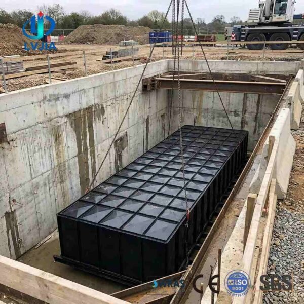 Food-Grade BDF Underground Water Tank 1000m3 — food grade bdf tank — full elevation of the assembled tank