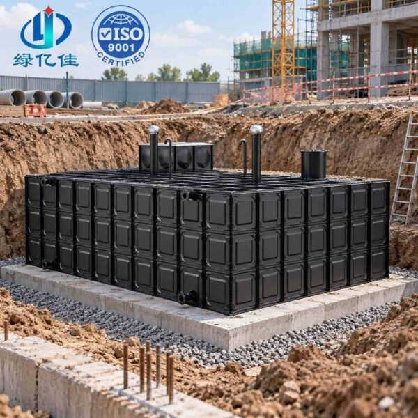 Galvanized Stainless Composite BDF Water Tank — bdf composite water tank — full elevation of the assembled tank