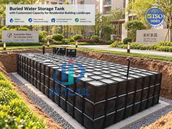 BDF Underground Landscape Water Tank — bdf landscape water tank — installed on site before backfill