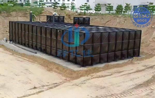 BDF Underground Landscape Water Tank — bdf landscape water tank — sectional panels being assembled on site