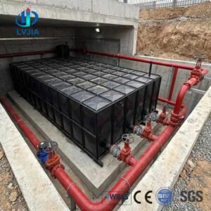 BDF Underground Landscape Water Tank — bdf landscape water tank — flange, valve and float connections in place