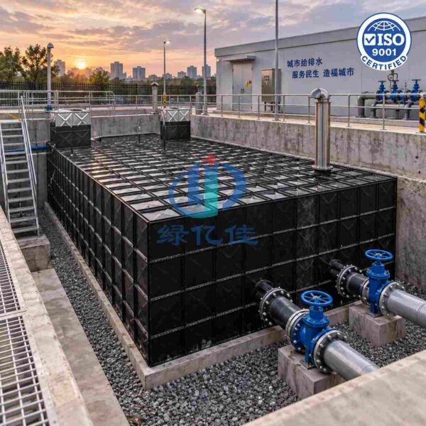 BDF Underground Pump Station Tank 1000m3 — bdf pump station tank — panel detail showing the bolted, gasketed joint