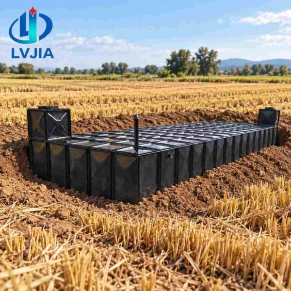 BDF Underground Rainwater Tank 10000L — 10000 litre bdf tank — installed on site before backfill