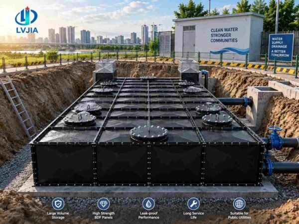 BDF Underground Pump Station Tank 1000m3 — bdf pump station tank — inside the assembled tank before filling