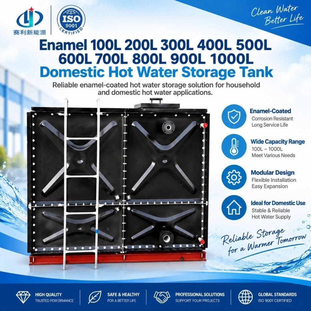 Enamel hot water tank sacrificial magnesium anode at the inspection port