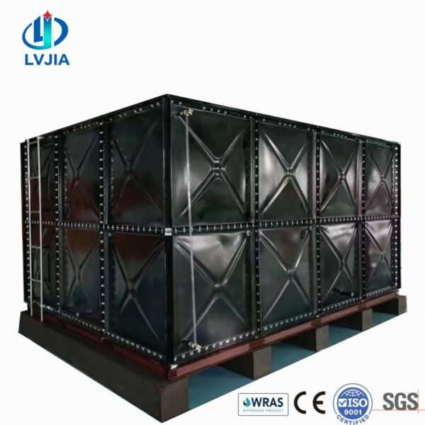 Enamel Drinking Water Tank, Sectional — enamel drinking water tank — inside the assembled tank before filling