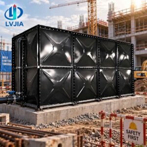 Enamel Fire Water Tank, 1000 Litre — enamel fire water tank — installed on site before backfill