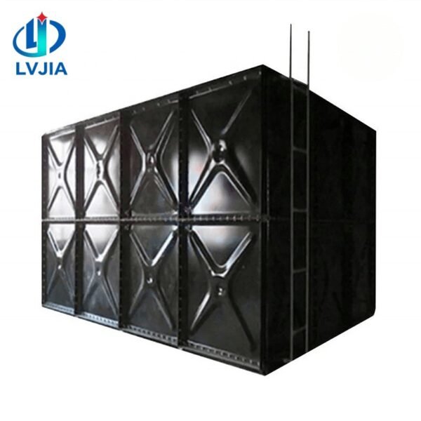 Enamel Fire Water Tank, 1000 Litre — enamel fire water tank — sectional panels being assembled on site