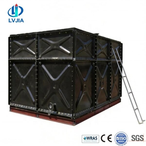 Enamel Fire Water Tank, 1000 Litre — enamel fire water tank — completed installation ready for commissioning