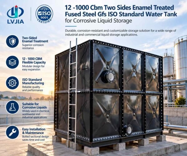 Enamel Corrosion Resistant Tank, 1000 m&sup3; — enamel corrosion resistant tank — installed on site before backfill