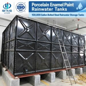 Enamel Rainwater Tank, 100,000 Gallon — enamel rainwater tank — installed on site before backfill