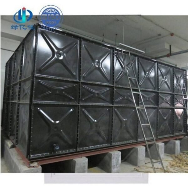 Enamel Rainwater Tank, 100,000 Gallon — enamel rainwater tank — sectional panels being assembled on site