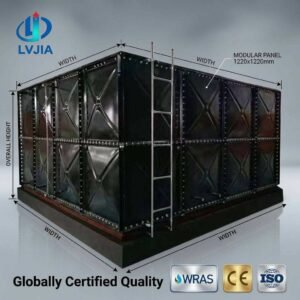 Enamel Sectional Water Tank, 10,000 Gallon — enamel sectional water tank — access hatch, vent and pipework connections