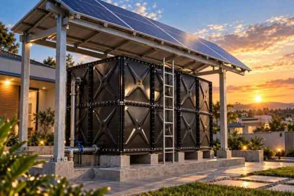 Enamel Solar Water Tank, Split System 200 L — enamel solar water tank — full elevation of the assembled tank
