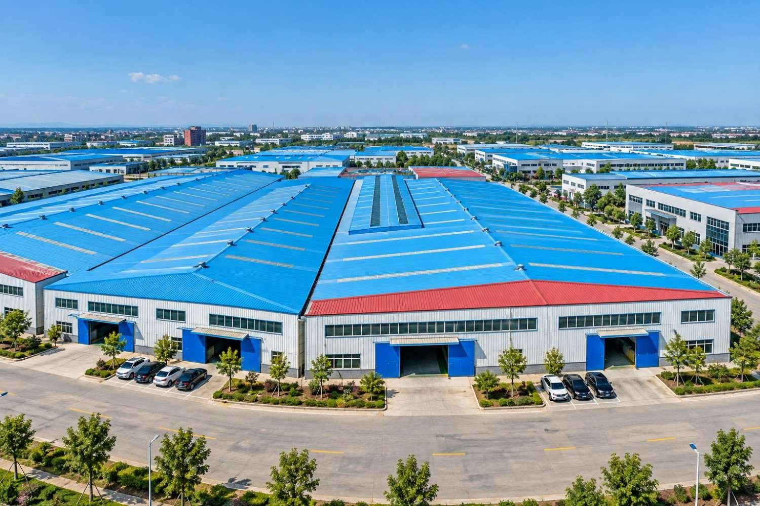 Aerial view of the LVJIA water tank factory in Wucheng County, Dezhou