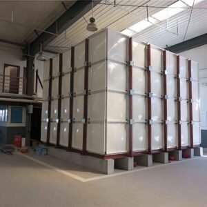 GRP Anti-Corrosion Water Tank — GRP anti corrosion water tank — sectional panels being assembled on site