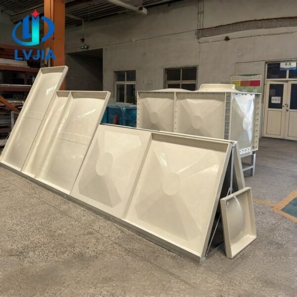 GRP Farm Water Tank 75,000 Litre — GRP farm water tank — access hatch, vent and pipework connections