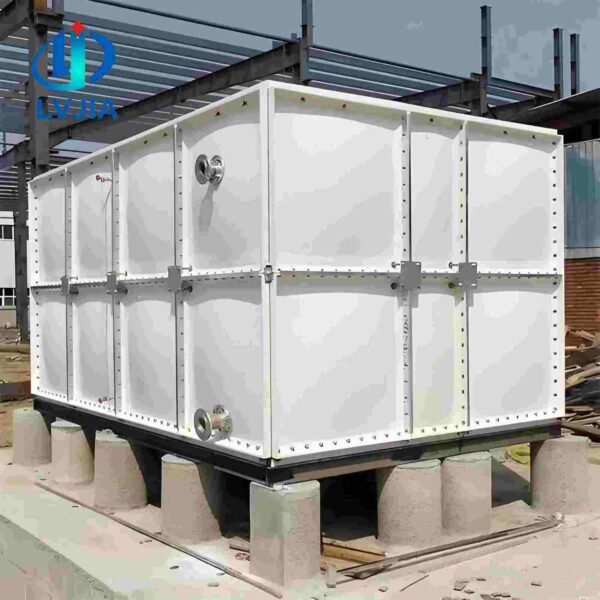 GRP Farm Water Tank 75,000 Litre — GRP farm water tank — sectional panels being assembled on site