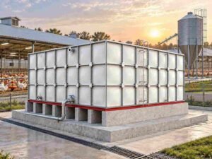 GRP Farm Water Tank 75,000 Litre — GRP farm water tank — completed installation ready for commissioning