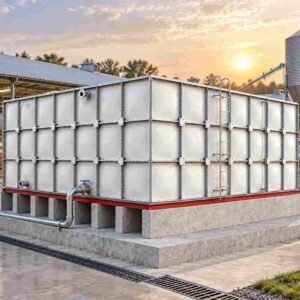 GRP Farm Water Tank 75,000 Litre — GRP farm water tank — completed installation ready for commissioning