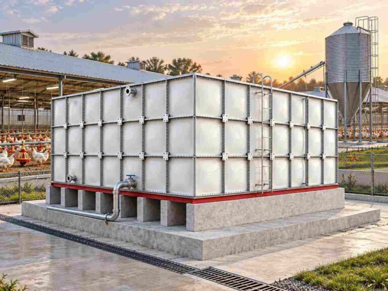 GRP Farm Water Tank 75,000 Litre — GRP farm water tank — completed installation ready for commissioning