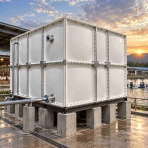 GRP Farm Water Tank 75,000 Litre — GRP farm water tank — inside the assembled tank before filling