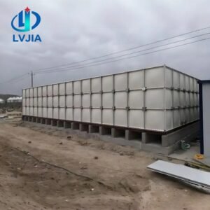GRP Fire Water Tank, 40,000 Gallon — GRP fire water tank — sectional panels being assembled on site