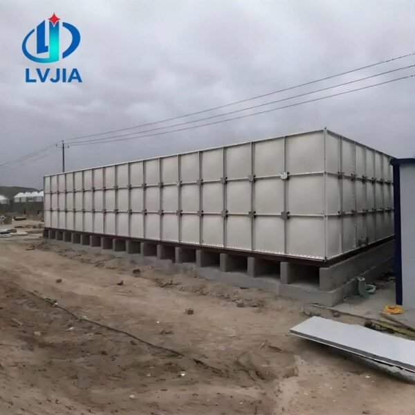GRP Fire Water Tank, 40,000 Gallon — GRP fire water tank — sectional panels being assembled on site