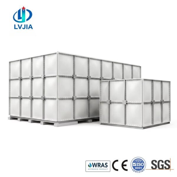 Horizontal GRP Water Tank, Low Profile — horizontal GRP water tank — installed on site before backfill