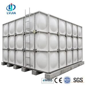GRP Sectional Water Tank, Bolted Panels — GRP sectional water tank — installed on site before backfill