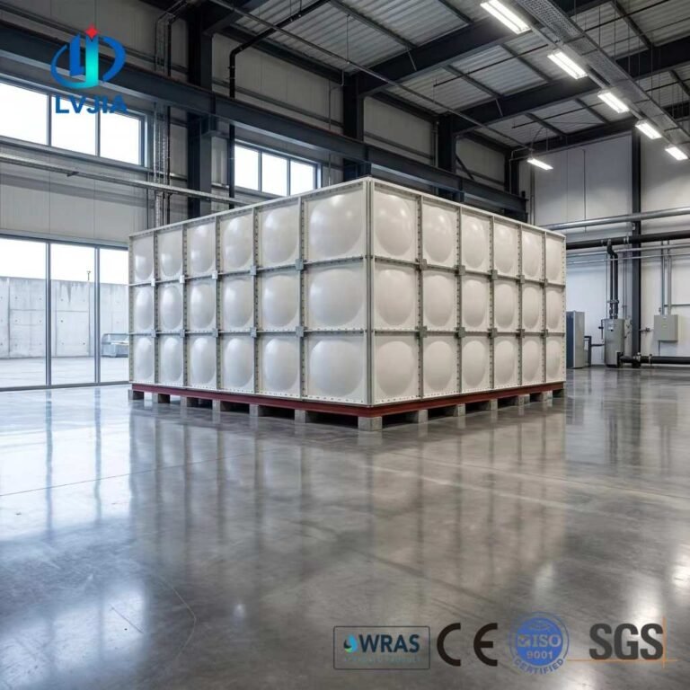 GRP Sectional Water Tank, Bolted Panels — GRP sectional water tank — access hatch, vent and pipework connections