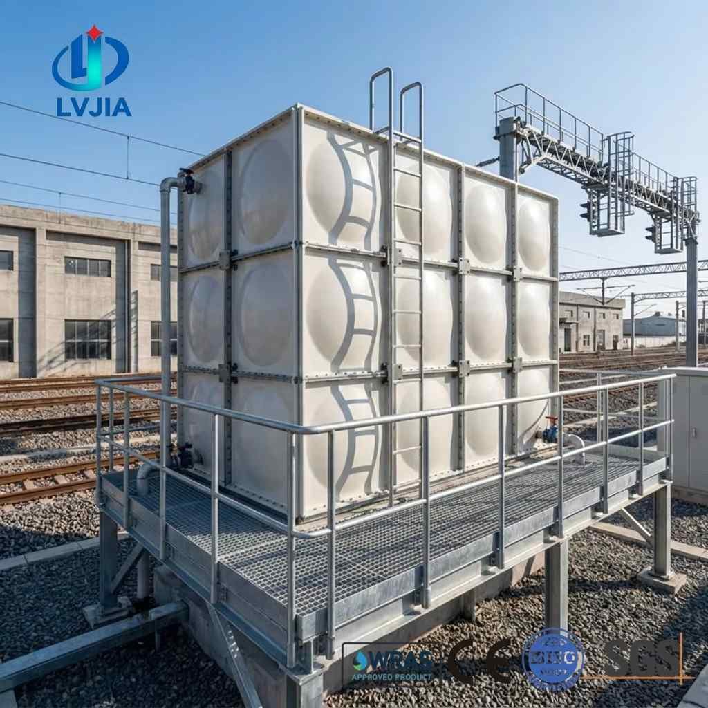 SMC water tank installed in a hotel basement plant room