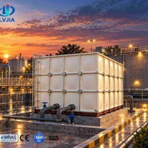 GRP Wastewater Tank, 180 m&sup3; — GRP wastewater tank — access hatch, vent and pipework connections