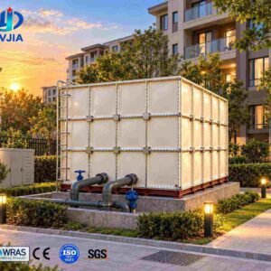 GRP Wastewater Tank, 180 m&sup3; — GRP wastewater tank — sectional panels being assembled on site