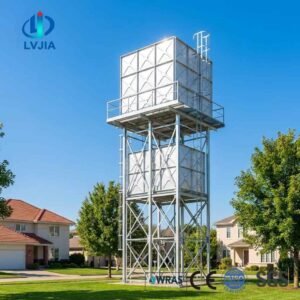 Portable Galvanized Water Tank, Site Use — portable galvanized water tank — panel detail showing the bolted, gasketed joint