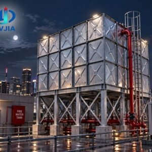 Galvanized Cooling Water Tank, Tower Basin — galvanized cooling water tank — installed on site before backfill