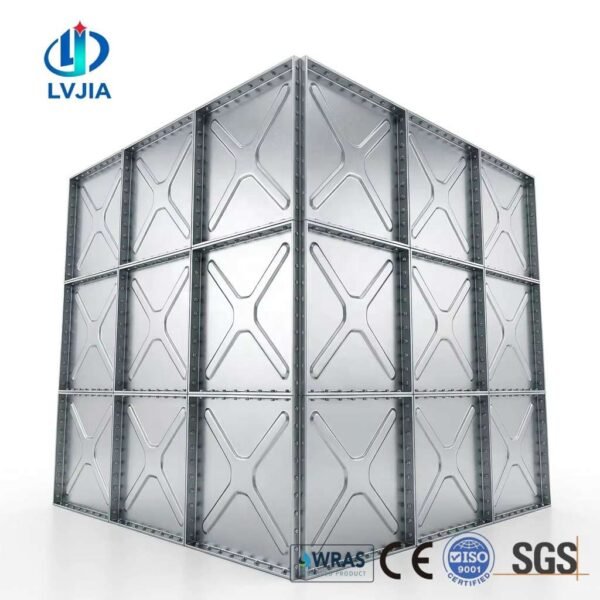 Galvanized Water Storage Tank, Drought Relief — galvanized water storage tank — inside the assembled tank before filling