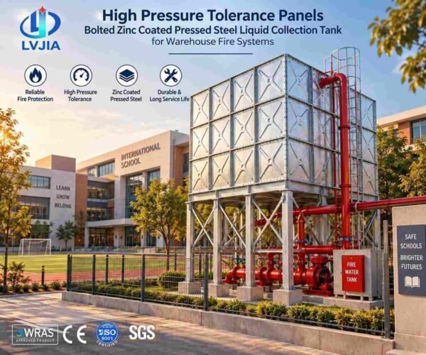 Galvanized Fire Water Tank, High Pressure — galvanized fire water tank — full elevation of the assembled tank