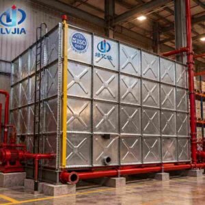 Galvanized Fire Water Tank, High Pressure — galvanized fire water tank — access hatch, vent and pipework connections