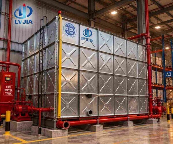 Galvanized Fire Water Tank, High Pressure — galvanized fire water tank — access hatch, vent and pipework connections