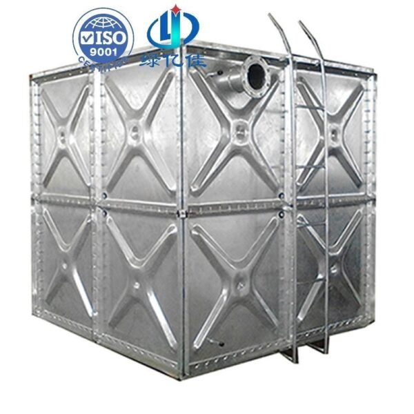 Galvanized Fire Water Tank, High Pressure — galvanized fire water tank — inside the assembled tank before filling