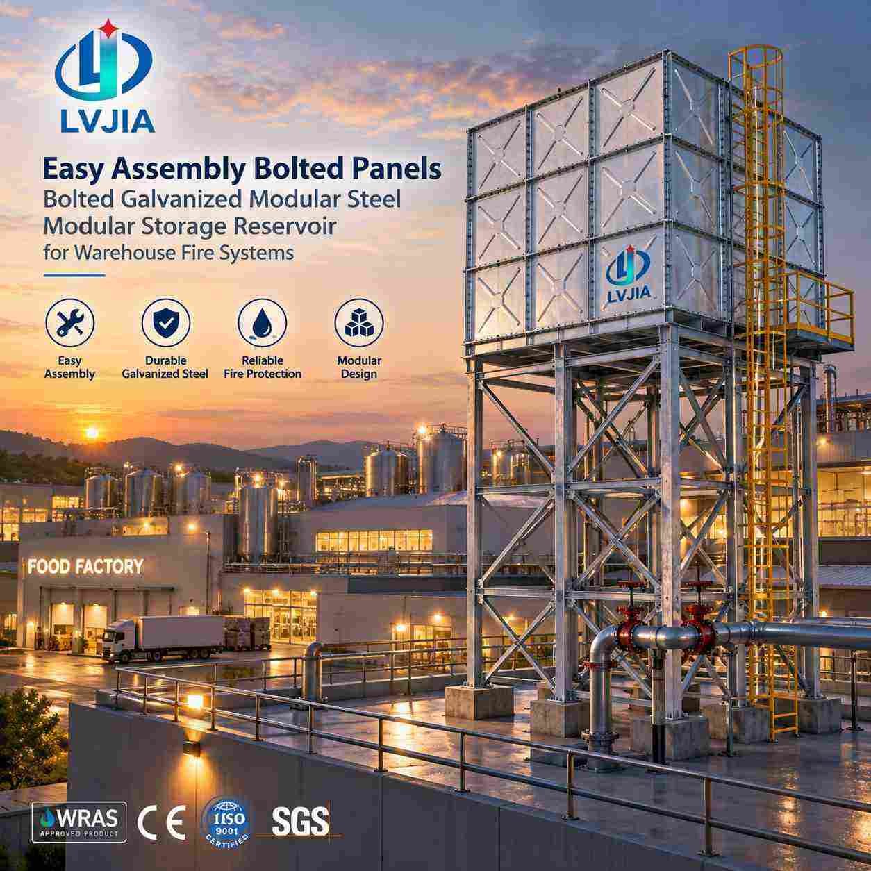 Galvanized Water Reservoir Tank, Warehouse