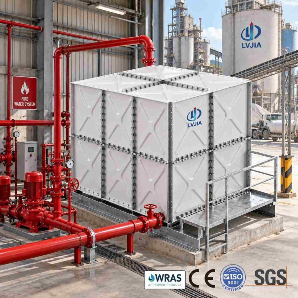 Sealed galvanized water tank with a fully covered roof and lockable hatch