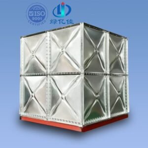 Sealed Galvanized Water Tank, Covered — sealed galvanized water tank — sectional panels being assembled on site