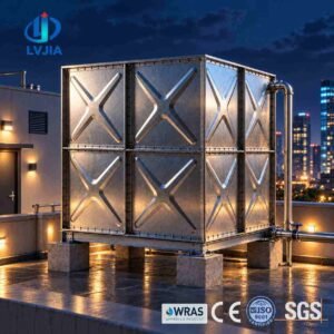 Galvanized Mining Water Tank — galvanized mining water tank — full elevation of the assembled tank