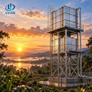 Galvanized Rainwater Tank, 10,000 Litre — galvanized rainwater tank — full elevation of the assembled tank